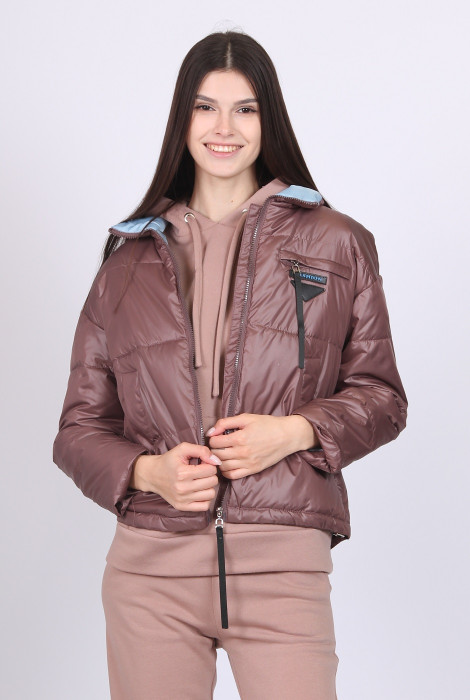 Куртка коротка жіноча Актуаль 91058 плащівка капучино