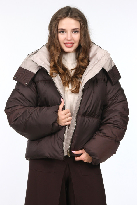 Куртка короткая Актуаль 907 беж плащевка коричневый