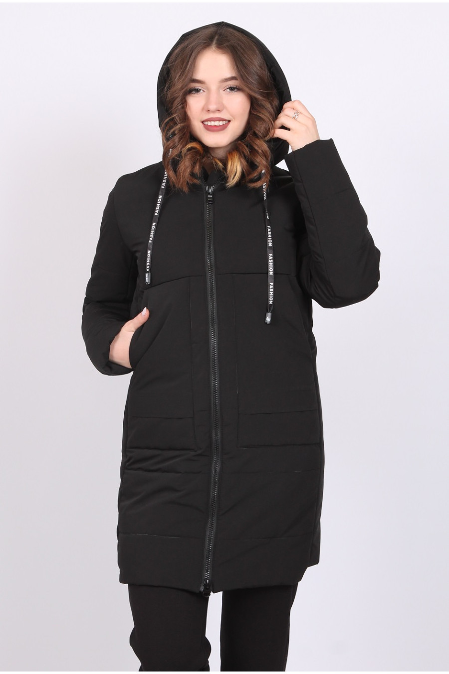 Куртка удлиненная женская Актуаль 205 плащевка черная
